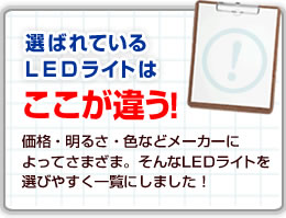選ばれているLEDライトはここが違う！価格・明るさ・色などメーカーによってさまざま。そんなLEDライトを選びやすく一覧にしました！